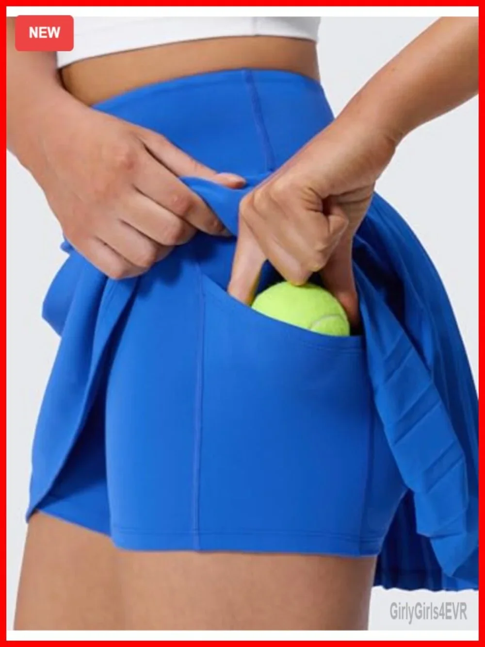High Waisted Pleated Tennis Skort with Built-in Shorts and Pockets, A-Line Mini